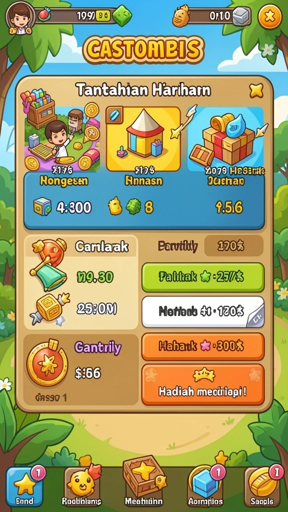 Sistem level progresif yang menantang dan seru.