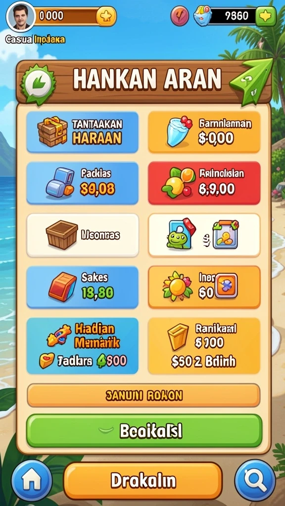 Berbagai pilihan permainan yang menarik.
