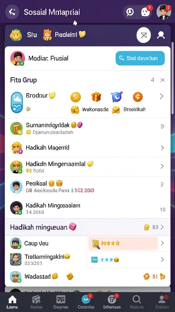 Tantangan menarik untuk meningkatkan level permainan.